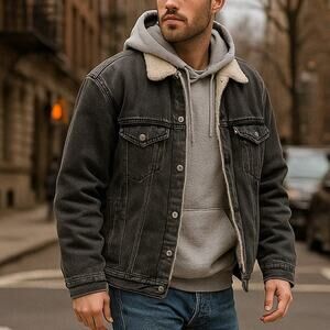 Levi's SilverTab Jacket Sherpa Lined faded black size XL Y2K Trucker type 3